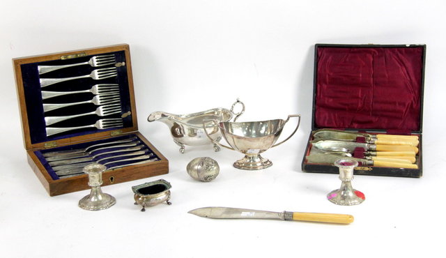 A cased set of fish knives and