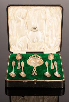 A cased set of six silver