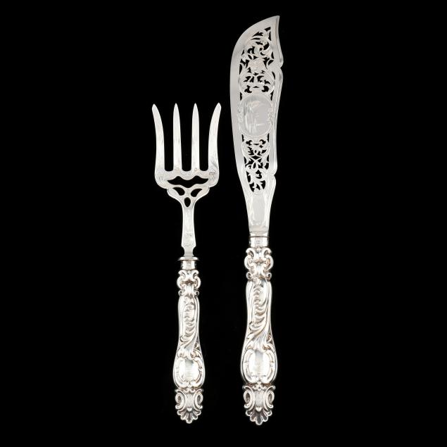 A CASED VICTORIAN SILVER FISH SET
