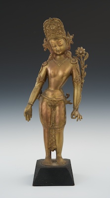 A Cast Brass Shiva Figure on Wood