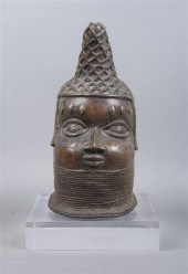 A Cast Bronze Bust Benin depic