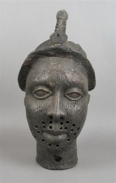 A Cast Bronze Bust Ife depicti