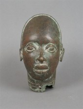 A Cast Bronze Bust Ife depicti