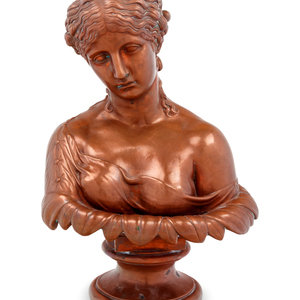 A Cast Copper Bust of Clytie