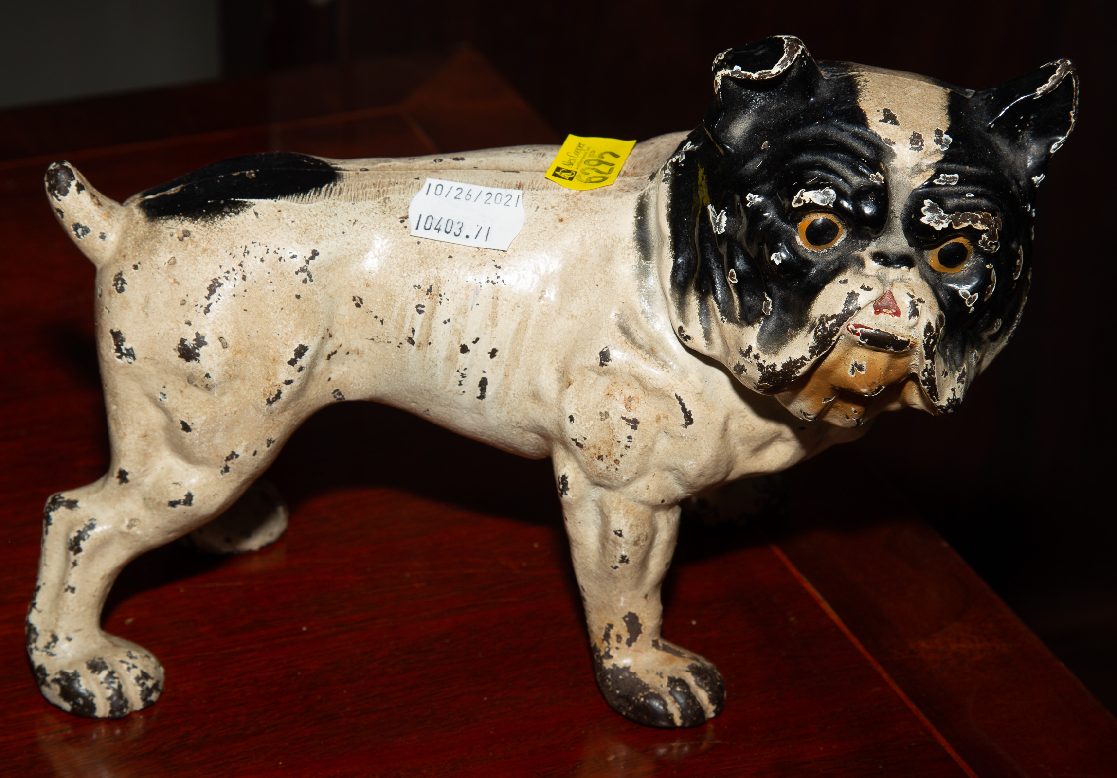 A CAST IRON BULL DOG DOOR STOP 6