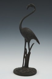 A Cast Iron Flamingo Figure Me