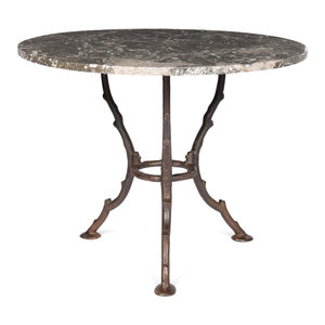A Cast Iron Marble-Top Table 20th