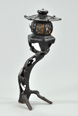 A Cast Iron Oriental Style Lamp The