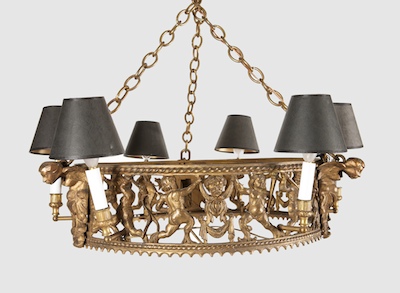 A Cast Metal Chandelier With six