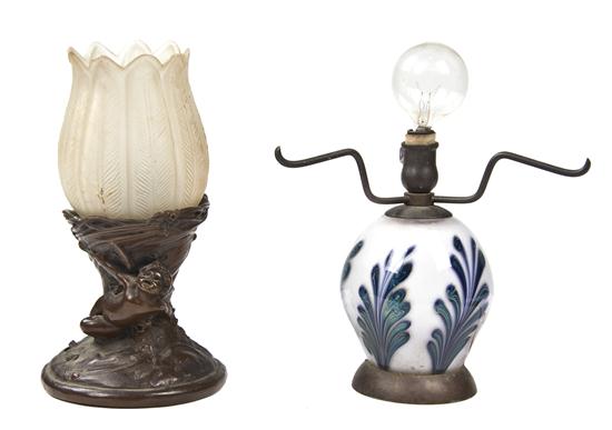 A Cast Metal Figural Boudoir Lamp