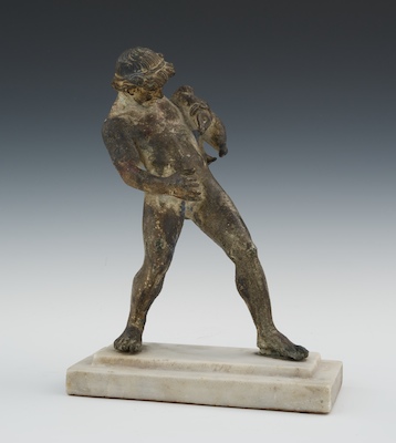 A Cast Metal Figure of Satyr