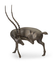 A CAST METAL GAZELLE STATUE<br