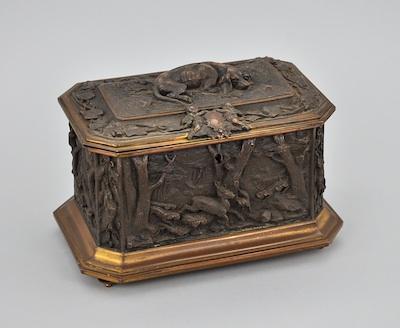 A Cast Metal Jewelry Casket