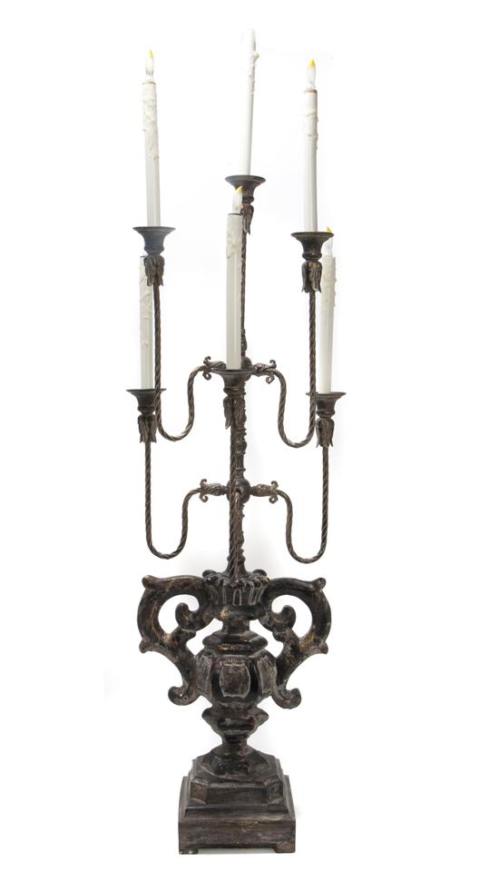 A Cast Metal Six-Light Lamp the