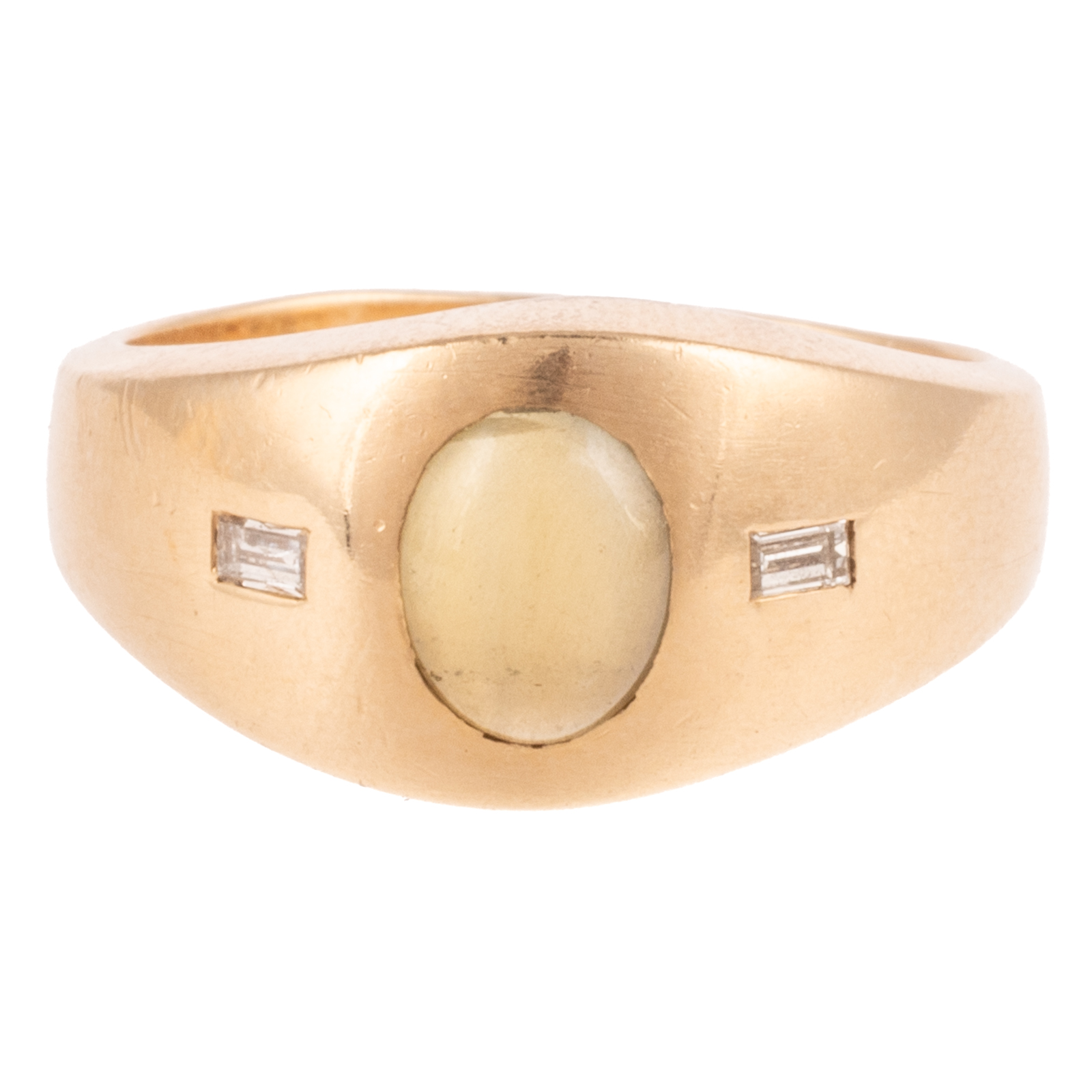 A CAT'S EYE CHRYSOBERYL & DIAMOND