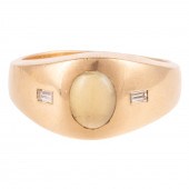 A CAT'S EYE CHRYSOBERYL & DIAM