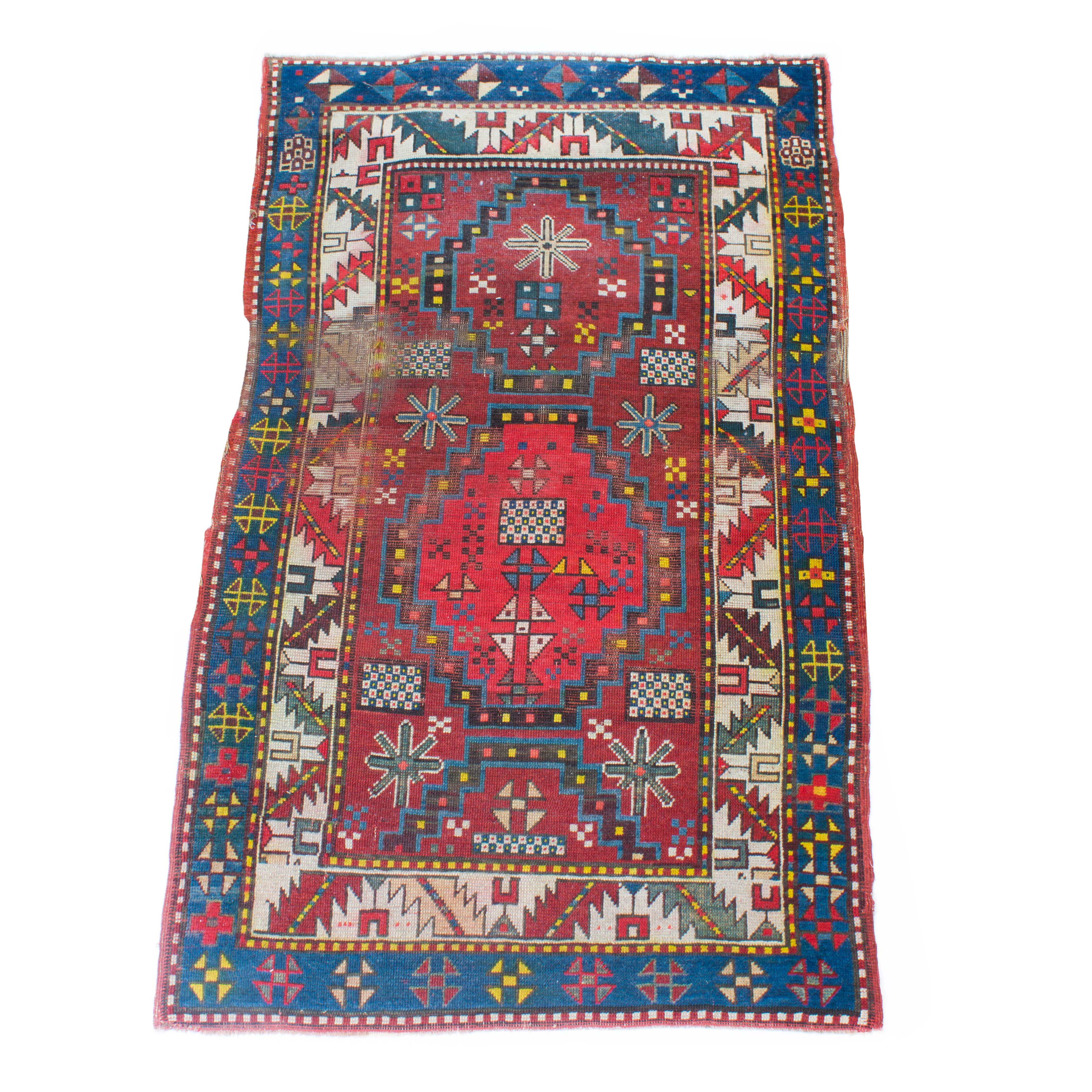 A CAUCASIAN CARPET (WEAR) 3'4" X