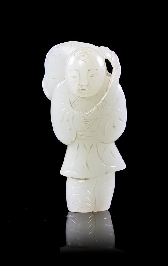 A Celadon Jade Toggle of a Man with