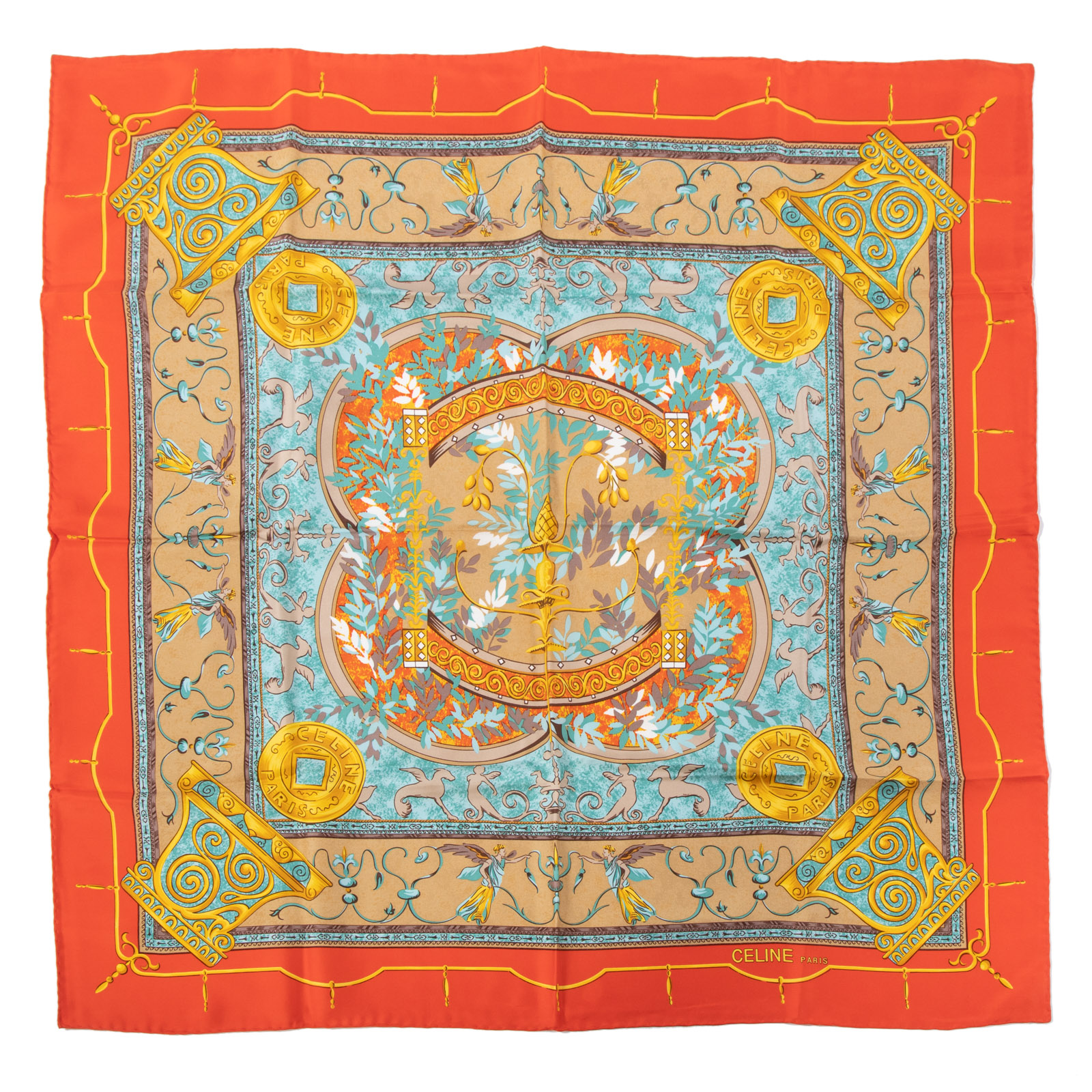 A CELINE PRINTED SILK SCARF 90