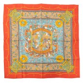 A CELINE PRINTED SILK SCARF 90