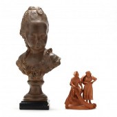 A CERAMIC BUST OF A FRENCH GIR