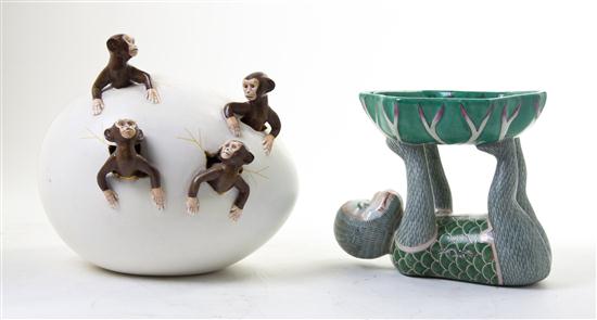 * A Ceramic Figural Jardiniere