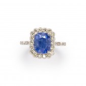 A CEYLON SAPPHIRE, DIAMOND AND