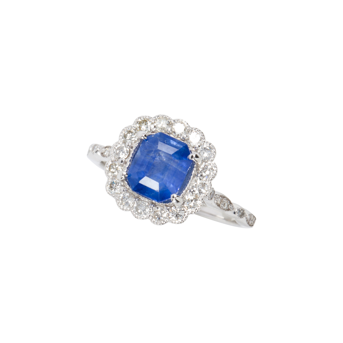 A CEYLON SAPPHIRE, DIAMOND AND