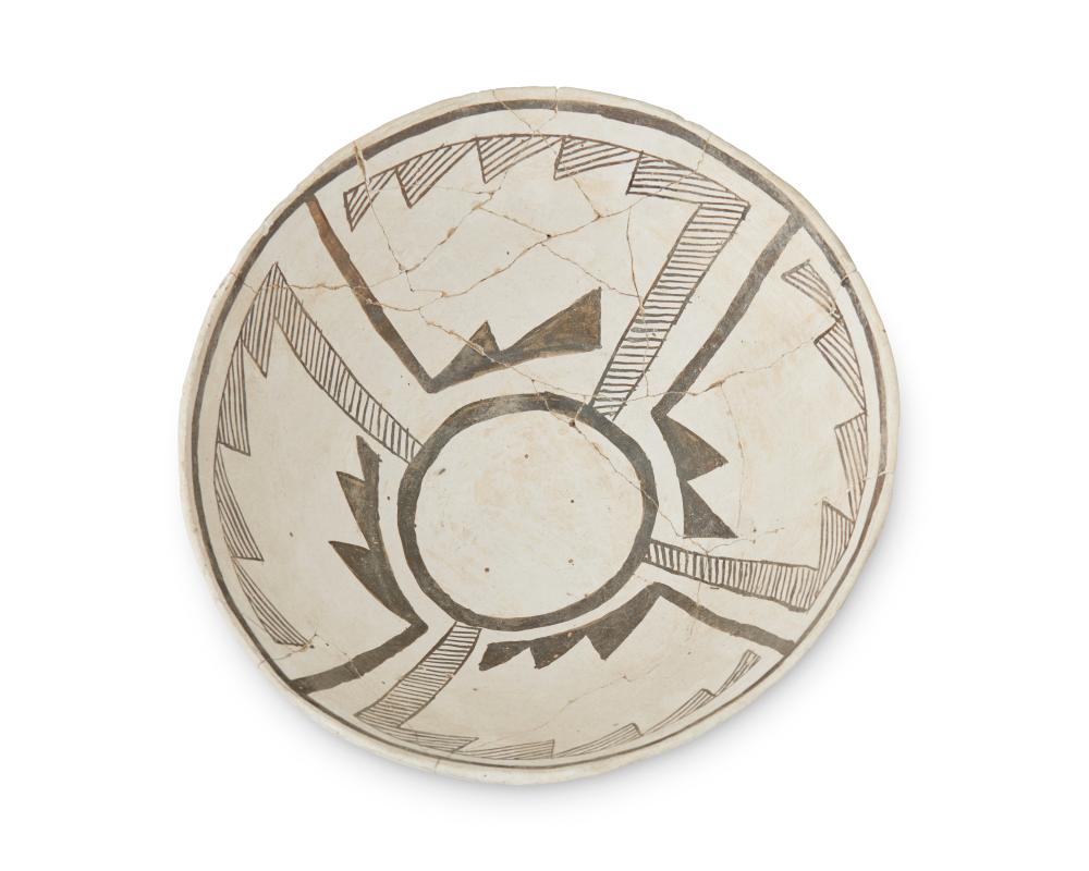 A CHACO BLACK-ON-WHITE POTTERY