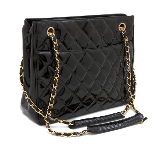 A Chanel Black Patent Leather
