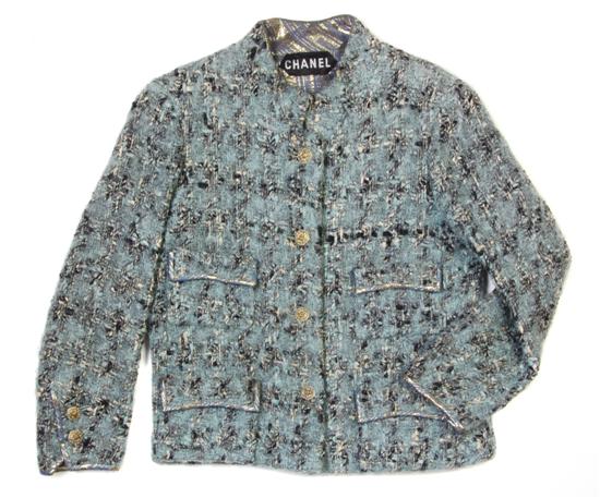 A Chanel Couture Blue Tweed