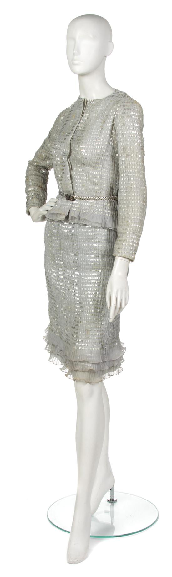 * A Chanel Couture Silver Silk