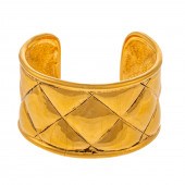 A CHANEL QUILTED CUFF BRACELET