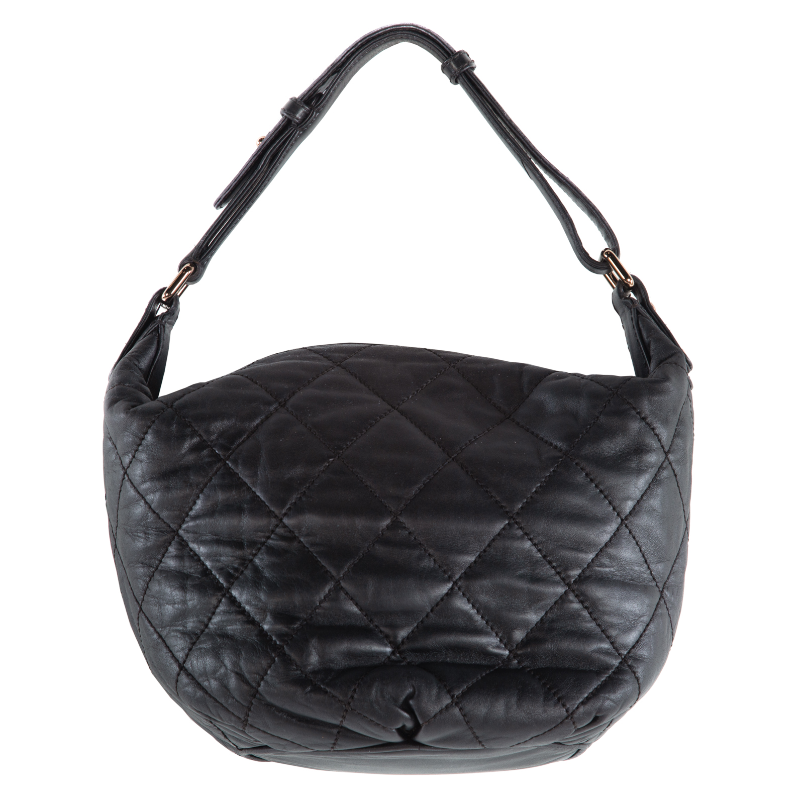 A CHANEL QUILTED ZIP BUCKET BAG A