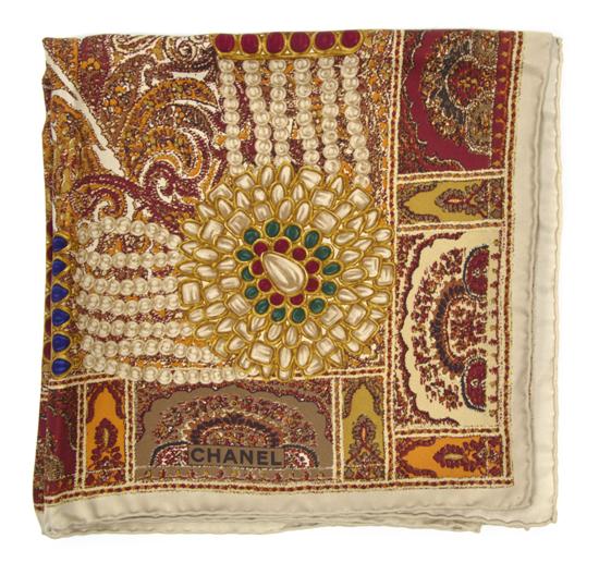 A Chanel Silk Scarf in a paisley