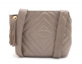 A Chanel Taupe Quilted Leather