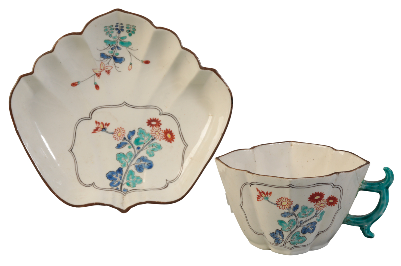 A CHANTILLY CUP AND SAUCER circa