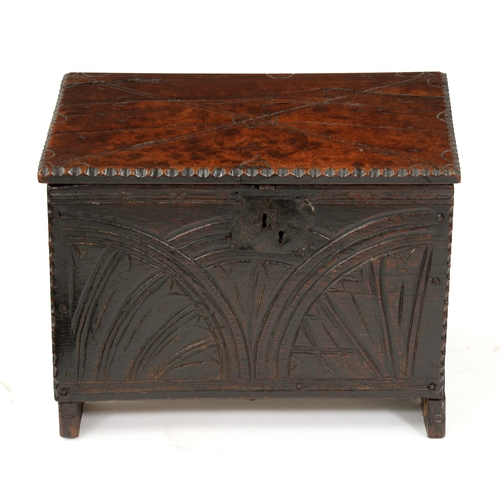 A Charles I boarded oak chest, 17th