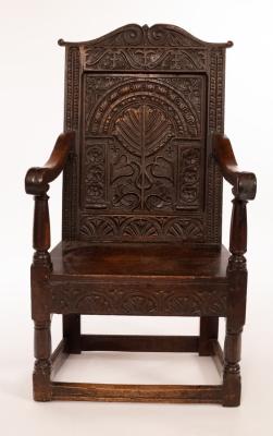 A Charles I walnut and oak wainscot