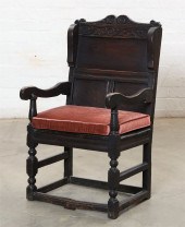 A CHARLES II  OAK ARMCHAIRA Ch