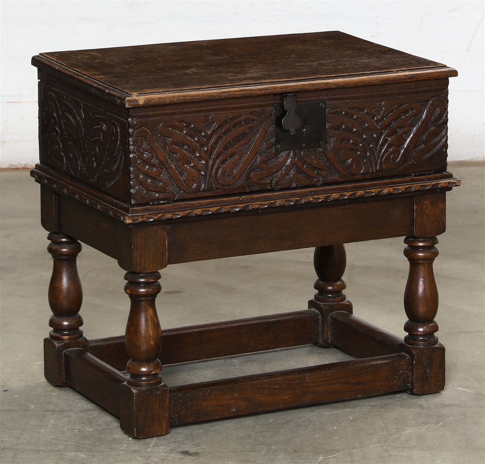 A CHARLES II OAK BIBLE BOX NOW AS A