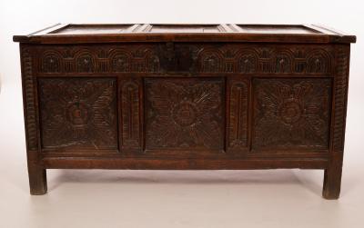 A Charles II oak coffer, probably