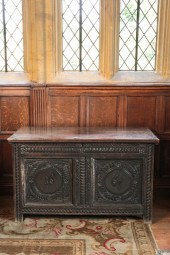 A CHARLES II OAK COFFER the pl