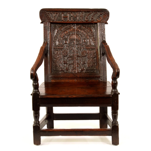 A Charles II oak panel-back