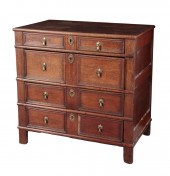 A CHARLES II STYLE OAK CHEST O