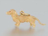 A Charming 14k Gold Dachshund