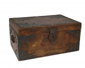A CHASED METAL AND WOOD BOXA c
