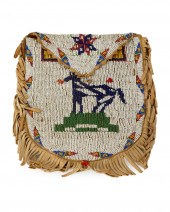 A CHEYENNE BEADED PICTORIAL BA