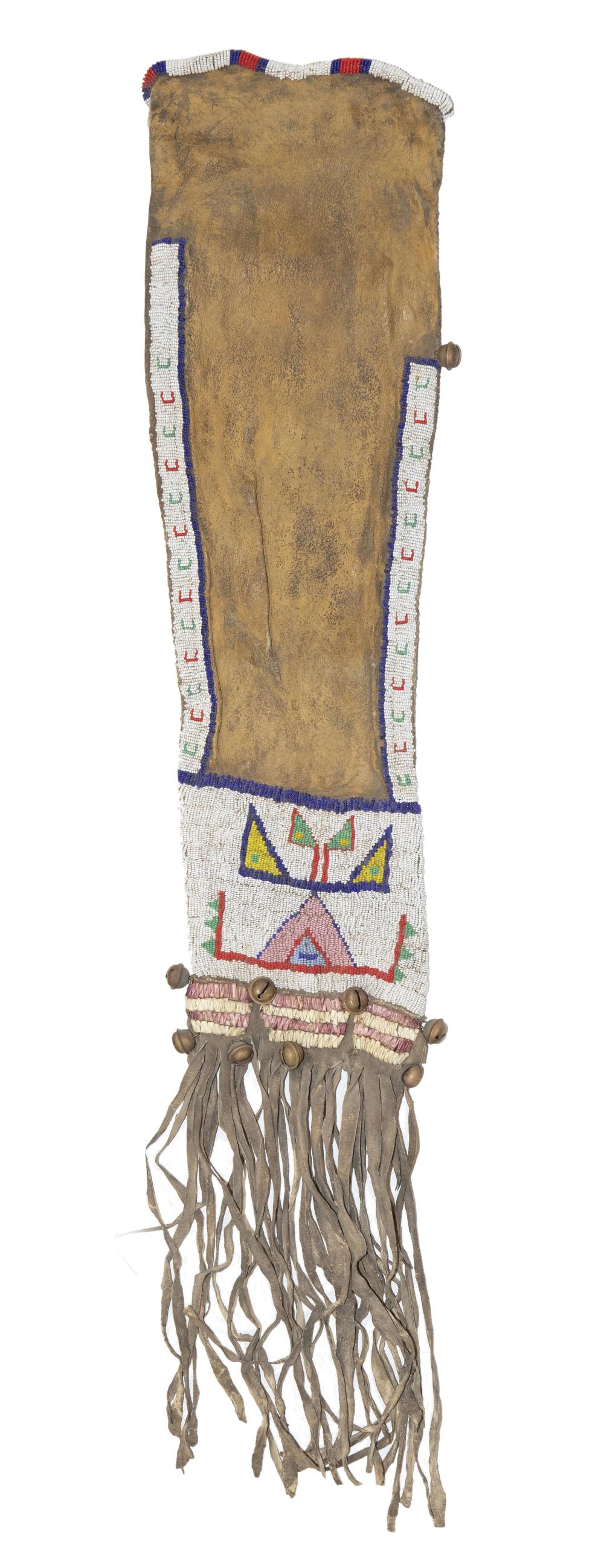 A CHEYENNE QUILL AND BEADED HIDE