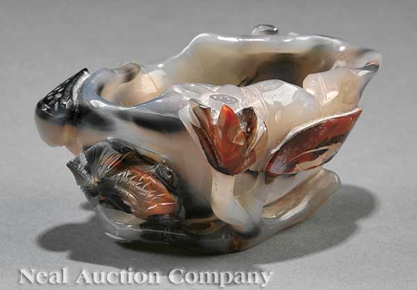 A Chinese Agate Brush Washer